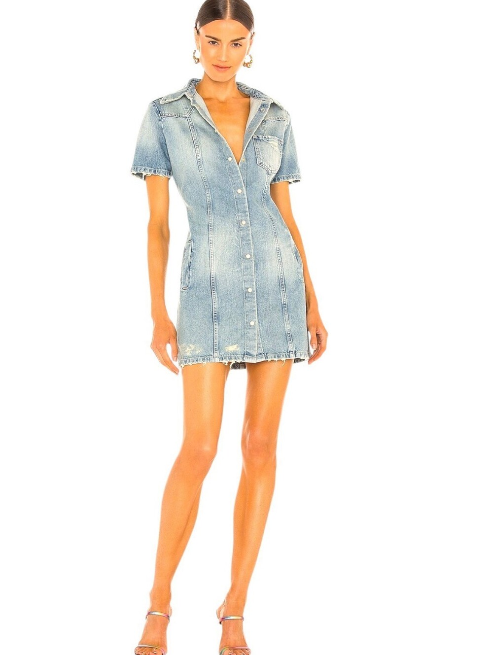 NWT $398 SER.O.YA Anne Denim Dress Medium